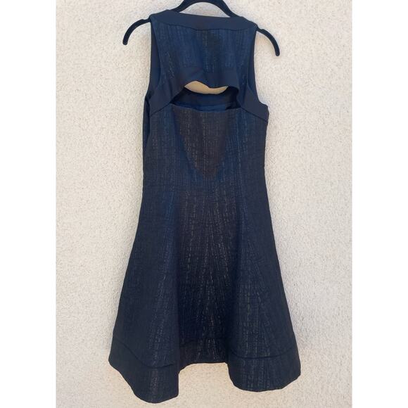 ICB New York Black Shimmery Dress 6 Cutout Pockets - Picture 7 of 7